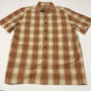 5.11 Tactical Series Short Sleeve Button-Up Plaid Shirt Mens Medium Orange Snaps